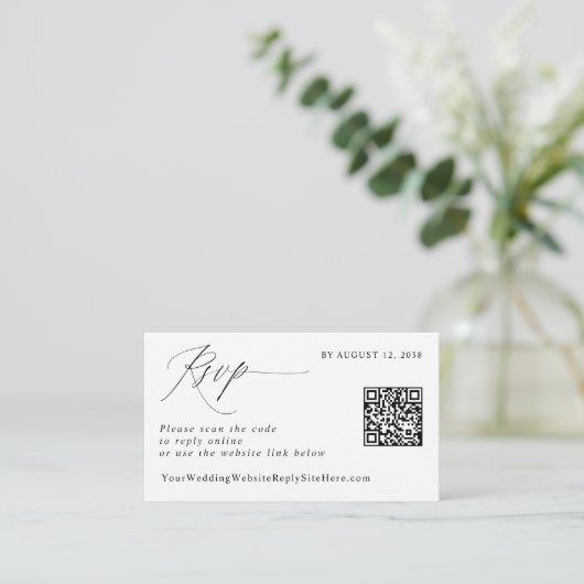 Moderne Elegant RSVP QR Code Weddenschap Reply Informatiekaartje (Staand voorkant)