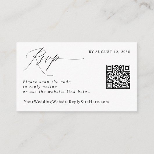 Moderne Elegant RSVP QR Code Weddenschap Reply Informatiekaartje (Voorkant)
