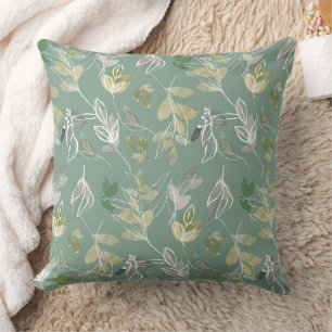 Moderne elegant Sage Green Silver Leaves Foliage Kussen