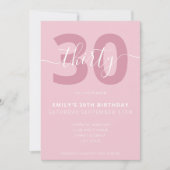 Moderne Elegant Script 30th Birthday Uitnodiging (Voorkant)