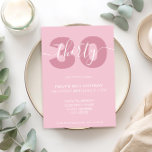 Moderne Elegant Script 30th Birthday Uitnodiging<br><div class="desc">Modern Pastel Pink 30th Birthday Uitnodiging. Minimalistisch ontwerp voor de sjabloon van de 30e verjaardagsuitnodiging met elegante kalligrafie handgeschreven scriptlettertype.</div>