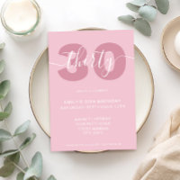 Moderne Elegant Script 30th Birthday Uitnodiging