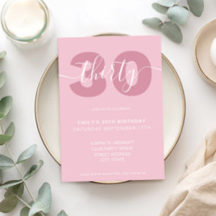 Moderne Elegant Script 30th Birthday Uitnodiging