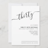 Moderne Elegant Script 30th Birthday Uitnodiging (Voorkant)