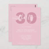 Moderne Elegant Script 30th Birthday Uitnodiging (Voorkant / Achterkant)