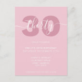 Moderne Elegant Script 30th Birthday Uitnodiging (Voorkant)