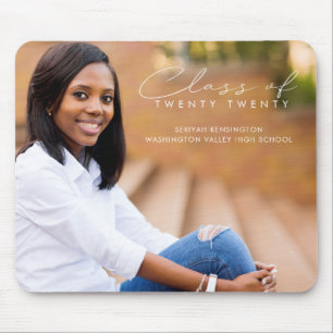 Moderne Elegant Script Afstuderen Class of Photo Muismat