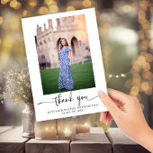Moderne Elegant Script Afstuderen Foto Bedankkaart