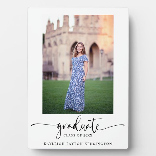 Moderne Elegant Script Afstuderen Foto Fotoplaat (voorkant)