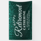 Moderne Elegant Script Blauwgroen Glitter Remoe Pa Spandoek (Verticaal)
