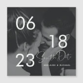 Moderne Elegant Script Couple Photo Save the Date (Voorkant)