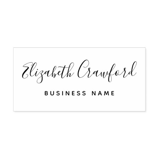 Moderne Elegant Script Custom Name and Business Zelfinktende Stempel (Design)