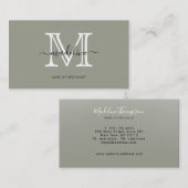 Moderne Elegant Script Evergreen Fog Monogram Busi Visitekaartje (Voorkant / Achterkant)