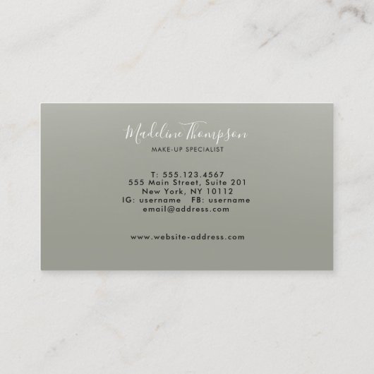 Moderne Elegant Script Evergreen Fog Monogram Busi Visitekaartje (Achterkant)