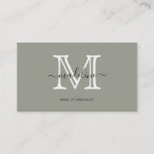 Moderne Elegant Script Evergreen Fog Monogram Busi Visitekaartje (Voorkant)