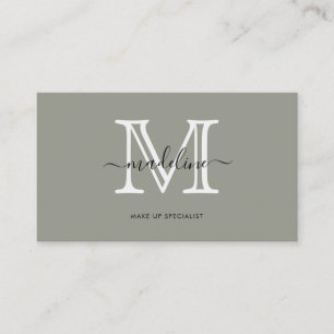 Moderne Elegant Script Evergreen Fog Monogram Busi Visitekaartje