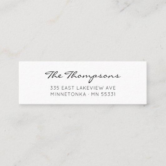 Moderne Elegant Script Family Name 09. Mini Visitekaartje (Voorkant)