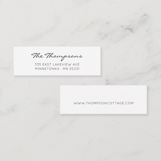 Moderne Elegant Script Family Name 09. Mini Visitekaartje (Voorkant / Achterkant)