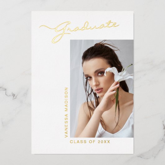 Moderne Elegant Script-foto | Aankondiging Afstude (Voorkant)