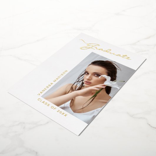 Moderne Elegant Script-foto | Aankondiging Afstude (Gedraaid)