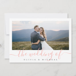 Moderne, elegant script foto bruiloft invitat kaart