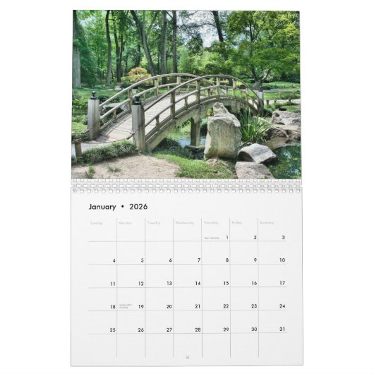 Moderne Elegant Script Gardens and Parks Kalender (Jan 2026)