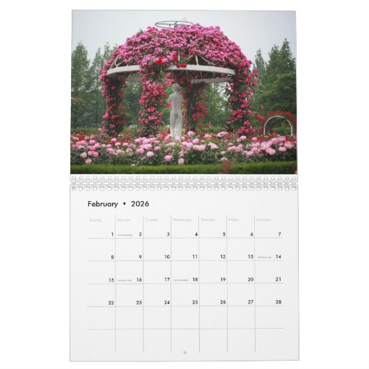 Moderne Elegant Script Gardens and Parks Kalender (Feb 2026)