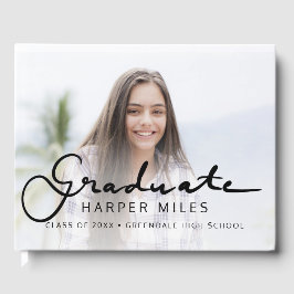 Moderne, elegant script gradiënt afstuderen foto gastenboek