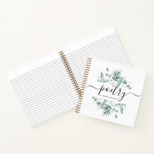 Moderne Elegant Script Greenery Custom Poetry Notitieboek (Binnen)