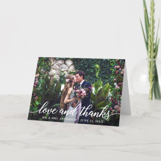 Moderne Elegant Script Love Bedankt Wedding Fold (Voorkant)