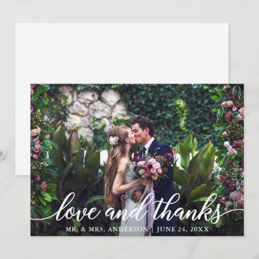 Moderne Elegant Script Love Bedankt Weduwfoto (Voorkant / Achterkant)