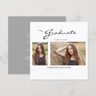 Moderne Elegant Script Minimal 2 Foto-Afstuderen Aankondiging