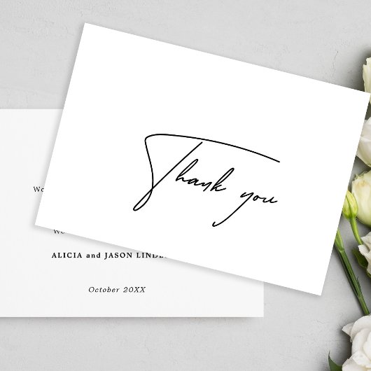 Moderne, elegant script minimalistisch bedankkaart