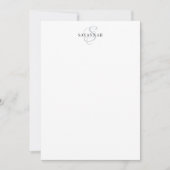 Moderne Elegant Script Monogram Blush Blue Notitiekaartje (Voorkant)