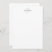 Moderne Elegant Script Monogram Blush Blue Notitiekaartje (Voorkant / Achterkant)