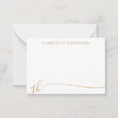 Moderne Elegant Script Monogram Initiaal Gold Notitiekaartje (Voorkant)