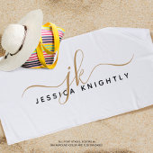 Moderne Elegant Script Monogram Initialen Strandlaken