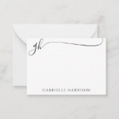 Moderne Elegant Script Monogram Initialen zwart Notitiekaartje (Voorkant)