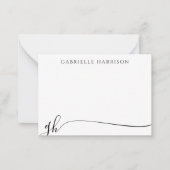 Moderne Elegant Script Monogram Initialen zwart Notitiekaartje (Voorkant)