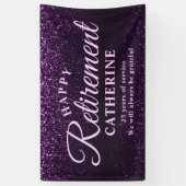 Moderne Elegant Script Paars Glitter Remoe Party Spandoek (Verticaal)