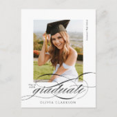 Moderne Elegant Script Photo Graduparty Briefkaart (Voorkant)