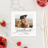 Moderne Elegant Script Photo Graduparty Servet (Insitu)