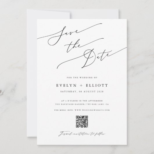 Moderne Elegant Script Photo Save the Date (Voorkant)