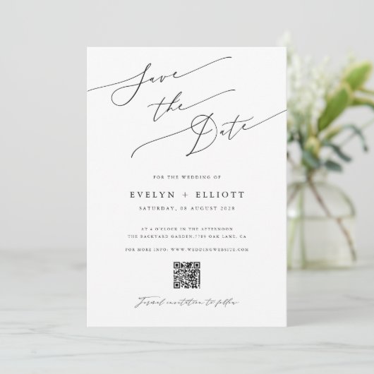 Moderne Elegant Script Photo Save the Date (Staand voorkant)