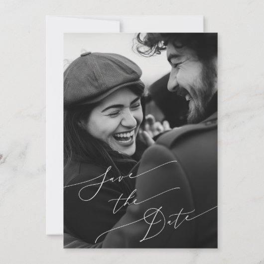 Moderne Elegant Script Photo Save the Date (Achterkant)