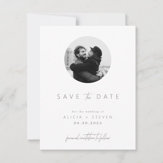 Moderne Elegant Script Photo Save the Date (Voorkant)