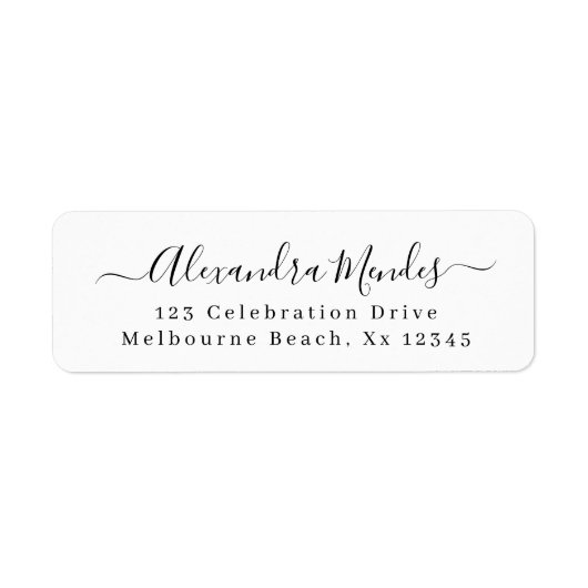 Moderne, elegant script return address etiket (Voorkant)