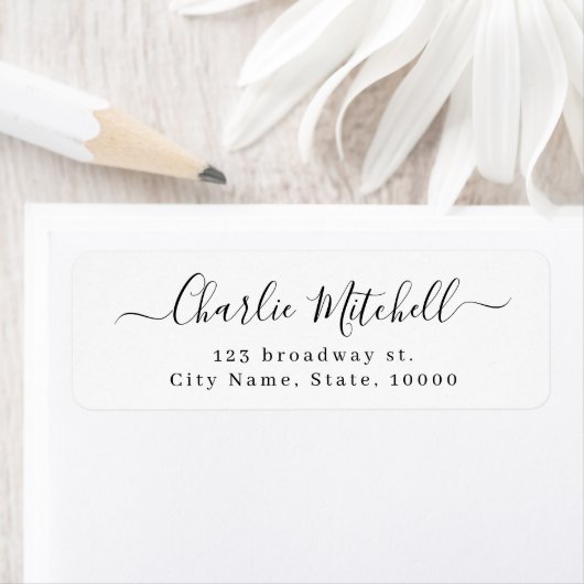 Moderne, elegant script return address etiket (Insitu)