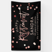 Moderne Elegant Script Roos Gold Happy Retirement Spandoek (Verticaal)