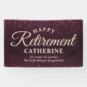 Moderne Elegant Script Roze Glitter Remoe Party Spandoek (Horizontaal)